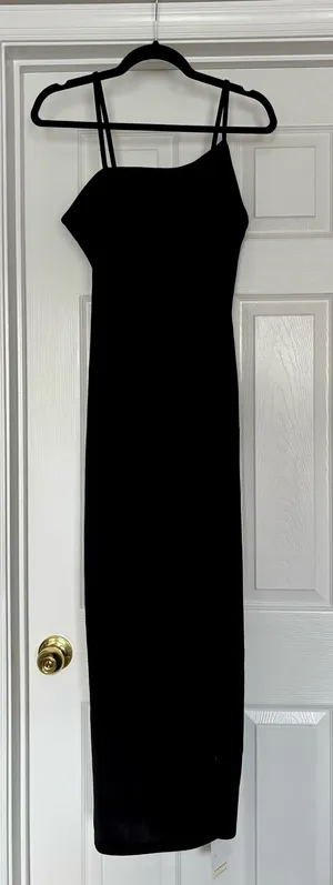 Commence Black Fitted Asymmetric Dress — NWT, Size L thumbnail 1