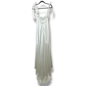 NEW Lulus Lux Bridal Eternally Loved Cutout Satin Off-the-Shoulder Wedding Dress thumbnail 8
