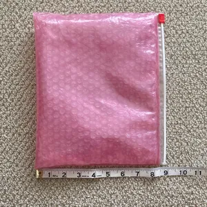 Glossier Bubble Pink Zipper Cosmetic Bag Pouch Slide Closure Like New 10.5” x 9” thumbnail 5