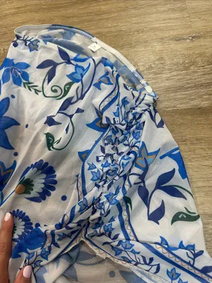 Women’s Blue Floral Swim Sarong Cover-Up thumbnail 2