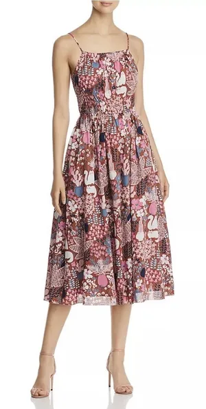 Kate Spade New York Garden Posy Midi Dress Size 6 Cat‎ Size 2 Kitten Print thumbnail 1
