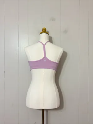Lululemon Flow Y Wrap Front High Neck Bra Peony Pink Size 6 Pads Included thumbnail 3