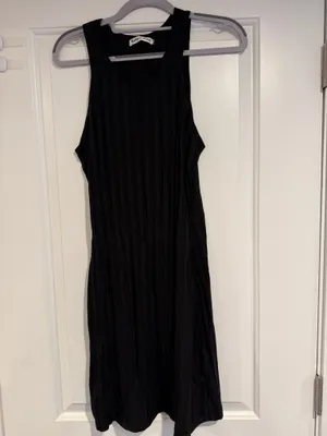 Reformation Black Mel Ribbed Knit Crewneck Bodycon Tank LBD Mini Dress Medium thumbnail 2