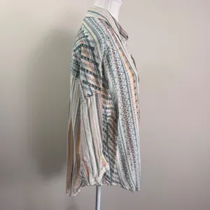 Anthropologie Striped Eyelet Buttondown Shirt Relaxed Multicolor M/L thumbnail 4