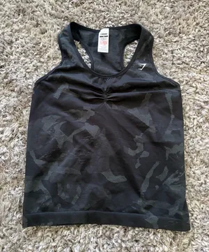 Gymshark Women’s Black Camo Seamless Racerback Tank Top thumbnail 1