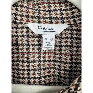 C By One Womens Houndstooth Plaid XL Brown Shacket Quiet Luxury Academia Casual thumbnail 5