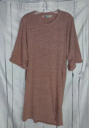 Free People Beach Heathered Dusty Pink Asymmeteical Loose Fit Boho Cover-Up thumbnail 1