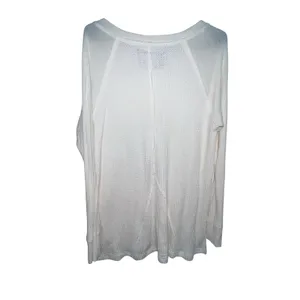 Anthro Maeve Pearson‎ Thermal Waffle Knit Long Sleeve V Neck Top Women Large thumbnail 4