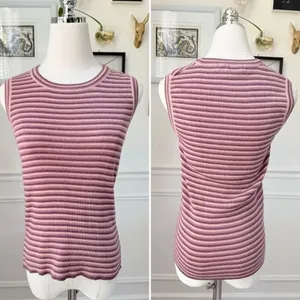 Vintage 70s Crazy Horse Pink Mauve Purple Stripe Knit Sweater Vest Tank Top S M thumbnail 2