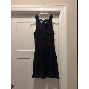Speechless Navy Blue Lace Sleeveless Crochet Skater Tank Short Mini Dress Large thumbnail 4