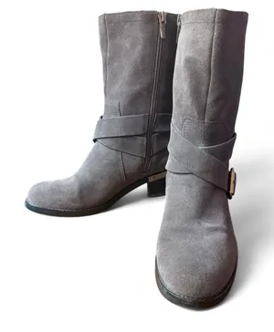 Vince Camuto Wethima Gray Suede Moto Harness Mid-Calf Boots Women’s Size 8 thumbnail 1