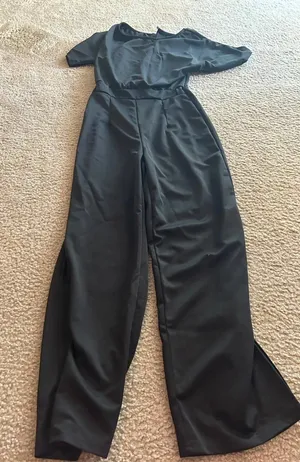 Woman Rumper Long Pants Short Sleeves large black thumbnail 1