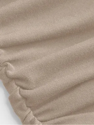 CIDER Beige Sleeveless High Neck Ruched Tank Top thumbnail 5