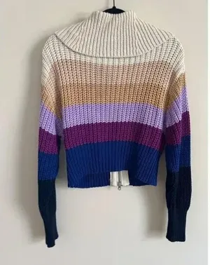Aerie Striped Zip Up Sweater thumbnail 2