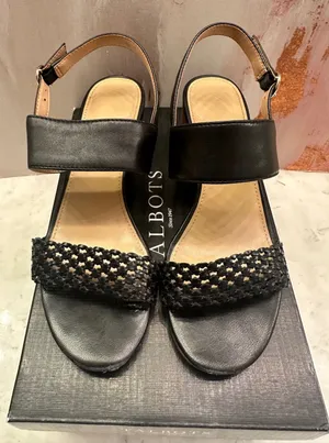 Talbots Mimi Woven‎ Black Leather Block Heel Slingback Sandals 6.5M thumbnail 1