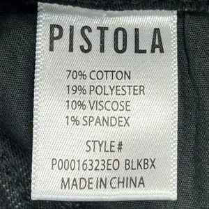 Pistola Cassie Crop Straight Jeans 27" Black Box Super High Rise Creased Denim‎ thumbnail 5
