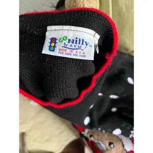 Vtg 80s pair of Christmas teddy bear sweater M ice skating winter holiday cute thumbnail 9