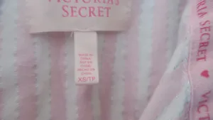 Victoria's Secret vertical stripe sleep shirt top in pink and white size XS. thumbnail 6