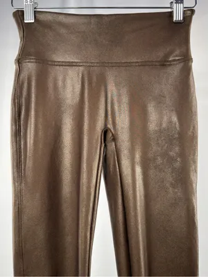 SPANX Faux Leather Leggings In Bronze Metal Size XS thumbnail 4