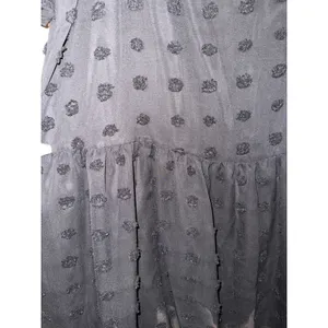 Boutique Black Swiss Dot Puff Sleeve babydoll Drop Waist Mini Dress L Dark Academia thumbnail 3