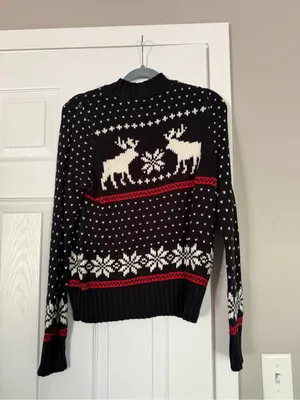 Abercrombie and Fitch A&F Vintage Deer Holiday Snowflake Sweater Christmas Cozy thumbnail 6