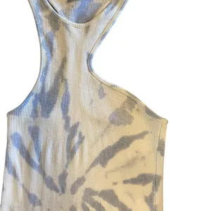 Zara asymmetrical ribbed baby blue and white tie dye tank dress beach vacation thumbnail 8
