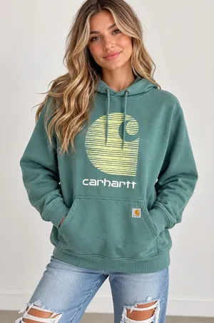 Carhartt Rain Defender Women’s Large Green Relaxed Fit Graphic Hoodie thumbnail 1