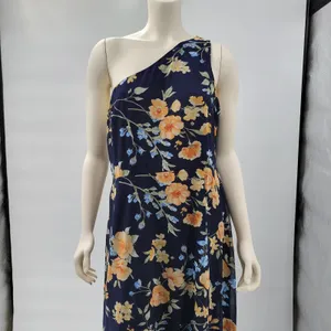 Lulus Elegant Admiration Maxi One Shoulder Dress XL Navy Floral Wedding Guest thumbnail 5