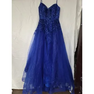 Clarisse Royal Blue Sequin Spaghetti Strap Sweetheart Long Formal Dress Size 6 thumbnail 2