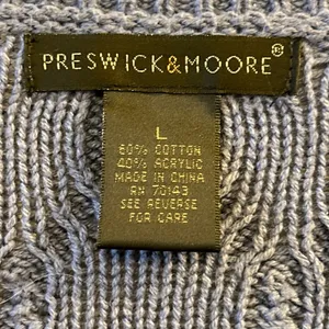 Preswick & Moore Womens Blue Cable Knit V‎ Neck Sweater Size L Cotton Blend thumbnail 3