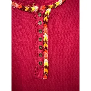 We The Free People Rainbow Thermal Henley Top Oversized‎ Sz S Boho Long Sleeve thumbnail 3