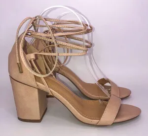 Lulus Open Toe Chunky Square Heel Lace up Calf Heels Nude Beige 7.5 Wore Once thumbnail 6
