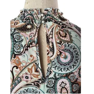 $138‎ Anthropologie Cady Tiered Longsleeve Mint Paisley Tunic Dress XS thumbnail 4