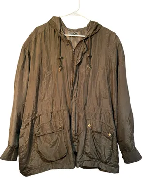 Robert Stock Women's Size Large Jacket Dark‎ Green Full Zip Snap Shoulder Pads thumbnail 1