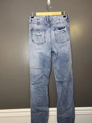 Good American Good Icon Straight Jeans Womens 6/28 Light Wash Distressed Denim thumbnail 4