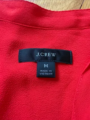 J. Crew Red V-Neck Short Sleeve Blouse Size Medium - C1-318 thumbnail 2