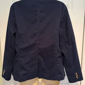 L.L.Bean Navy Blazer Jacket Women Medium Petite‎ Cotton Stretch Preppy Career thumbnail 4
