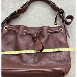 Vintage Dooney & Bourke Dark Brown Leather Drawstring Shoulder Bag Purse RARE thumbnail 8