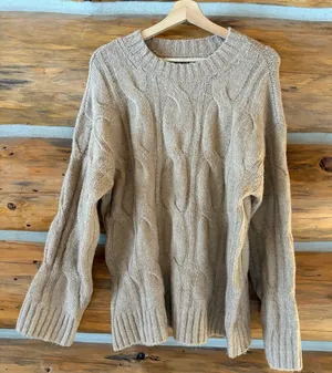 American Eagle Women’s Knit Sweater size Medium Tan thumbnail 1