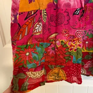 EUC Etc. women’s bright colorful patterned sleeveless tiered handkerchief blouse thumbnail 4