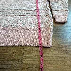 Vintage Gantos Pink, White Chunky Knit Turtleneck Sweater Barbiecore Soft Girl M thumbnail 8