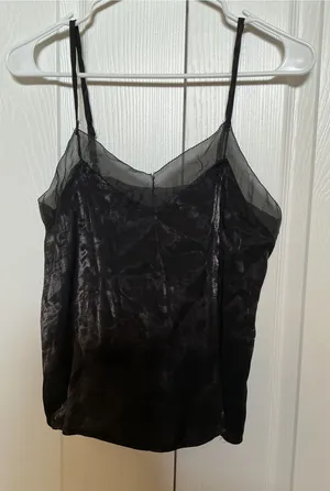 Forever 21 Black Satin & Mesh Cami Tank Top - Women thumbnail 1