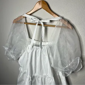 Pomander Place Tuckernuck White Tinsley Puff Sleeve Babydoll Blouse Top thumbnail 5