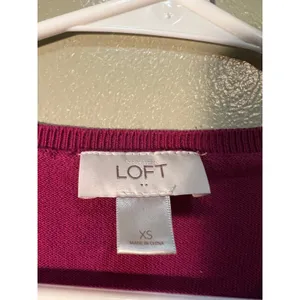 Loft Women's Sz XS Cardigan Sweater Crewneck Magenta Pink Jeweled Buttons Cotton thumbnail 11
