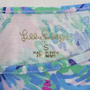 Lilly Pulitzer Blue Green Floral Print Pima Cotto Mini Dress thumbnail 3