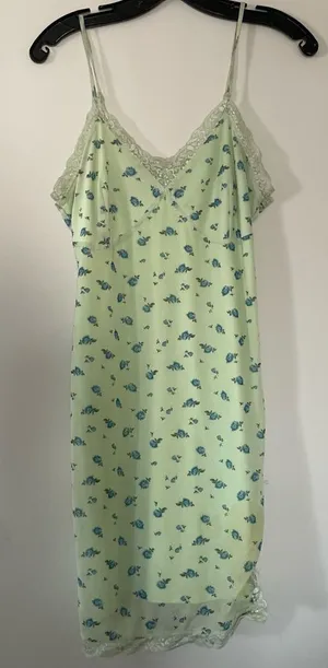 Wild Fable Floral Lace Cami Babydoll Slip Dress Medium Green Floral Coquette Cottagecore thumbnail 1