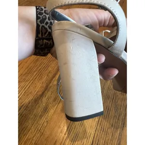 Franco Sarto Open Toe Heels Beige size 9.5 Womens Damalis Faux Leather thumbnail 4