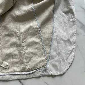 Free People Simply Perfect Linen Blazer Natural Tan Medium Oversized Jacket M thumbnail 12