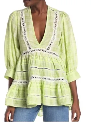 Free people time out plaid tunic top thumbnail 4