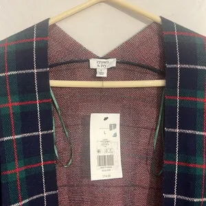 Crown & Ivy Plaid Open Cardigan NWT Size Lg thumbnail 3